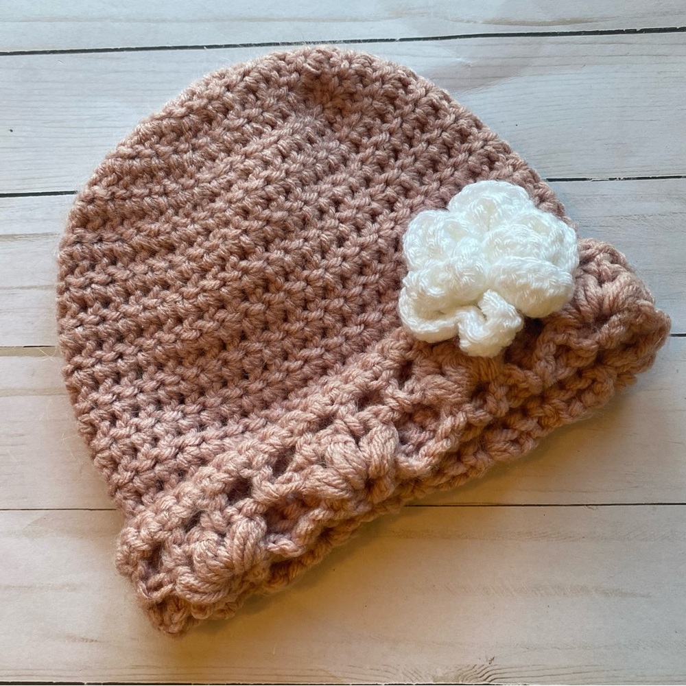 Baby Crochet Hat w/ Flower